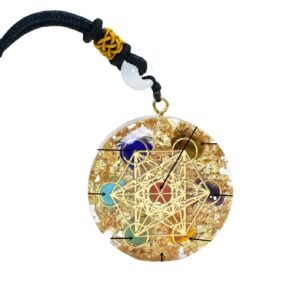 Pendente Orgonite Cubo de Metatron  7 Chakras Geometria Sagrada e Protecção Poderosa