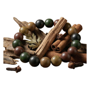 Pulseira de Sândalo Natural  Contas de Madeira Aromática para Meditação e Bem-Estar